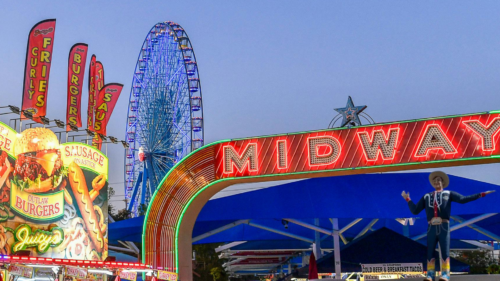 Image of texas state fair food concessions and Big Tex